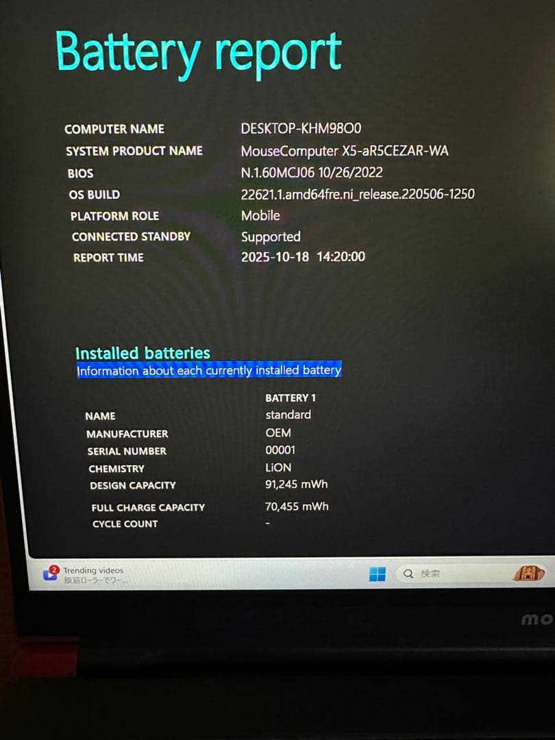 Windowsノート本体 mouse X5-aR5 Ryzen 5 5560 16GB 512GB