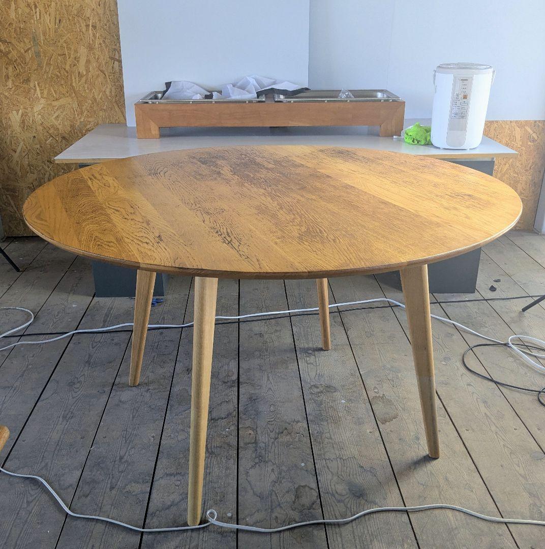 ［現行品］大川家具 円卓 ラウンドテーブル  120cm 直接引渡可