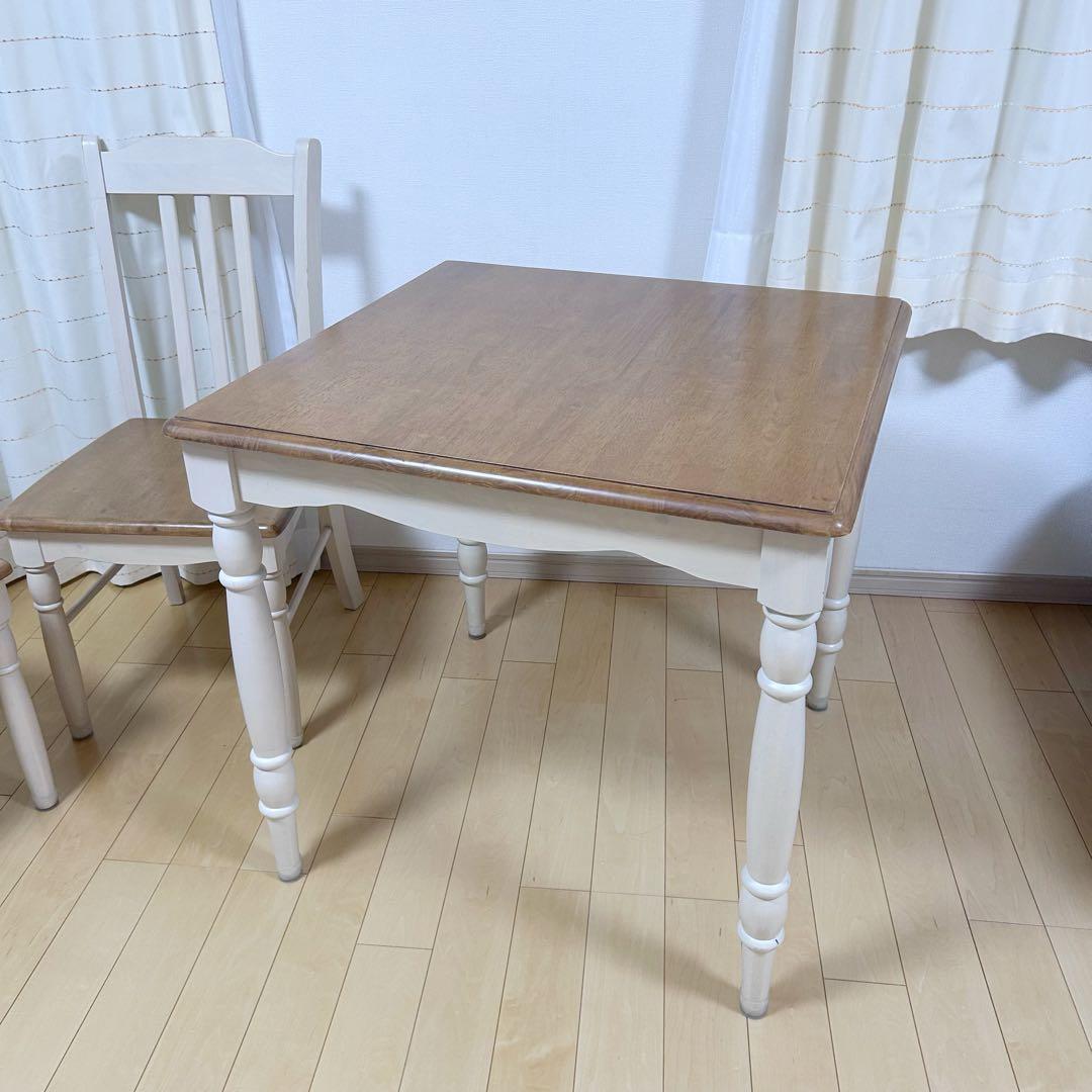 フレンチカントリー　ダイニングテーブル　姫家具　天然木　ラバーウッド　ロココ調