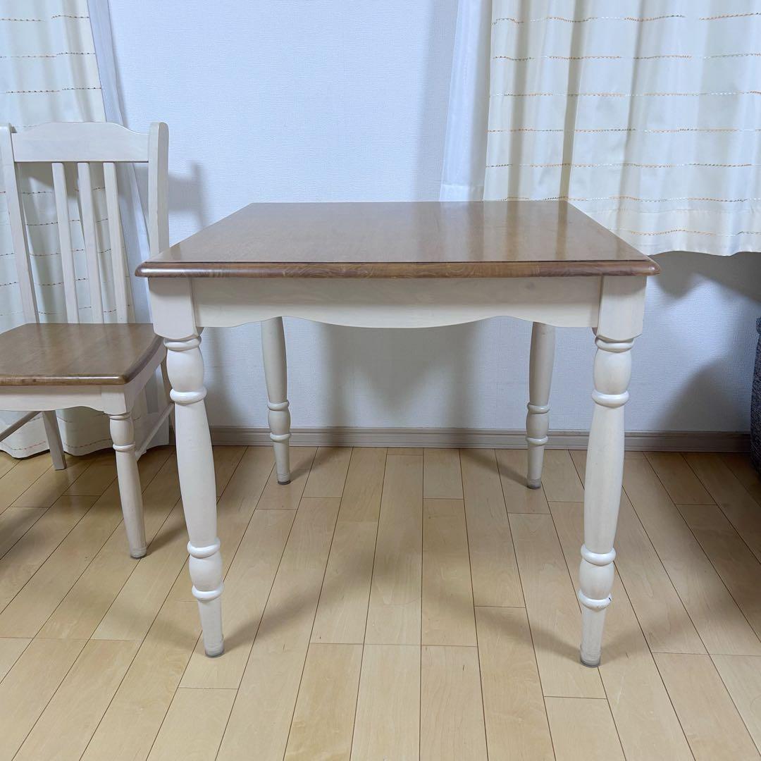 フレンチカントリー　ダイニングテーブル　姫家具　天然木　ラバーウッド　ロココ調