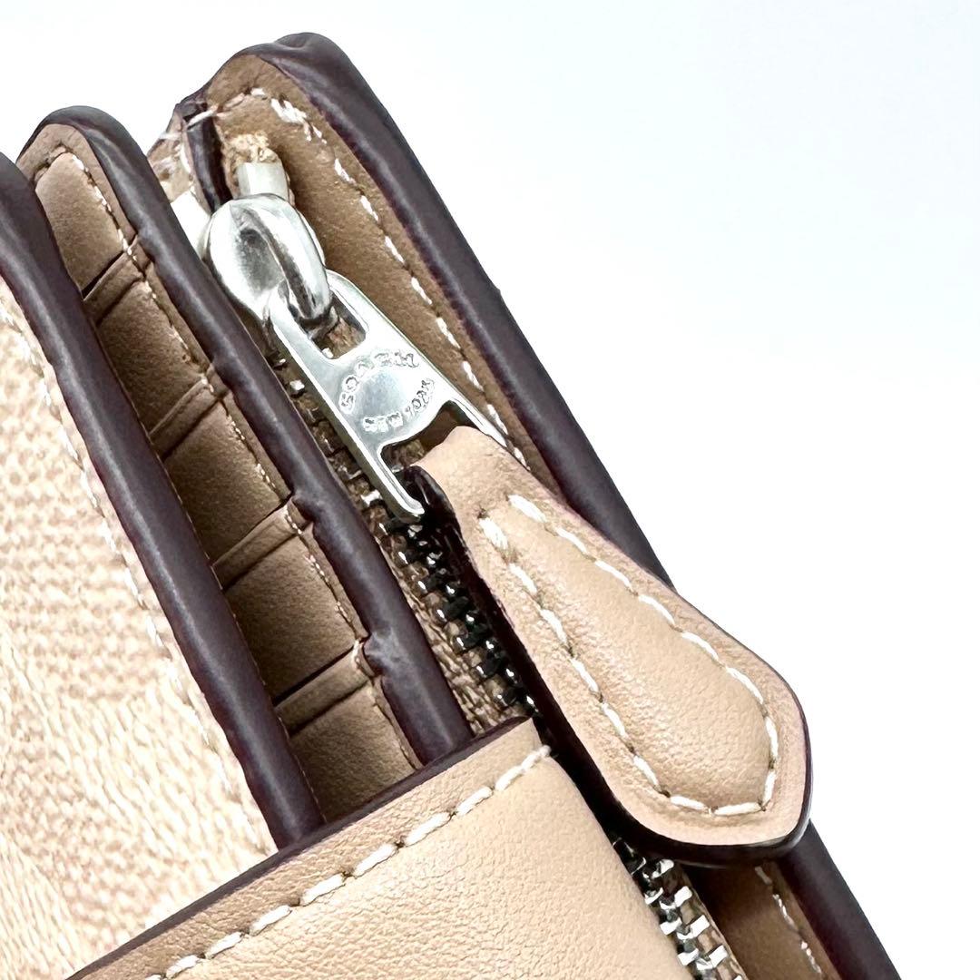 未使用✨COACH コーチ シグネチャー ２つ折り財布 レザー サンド/トープ