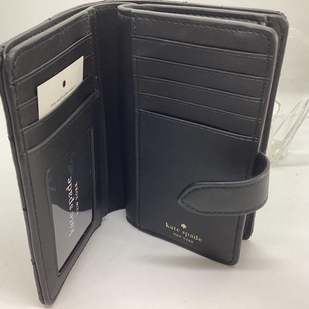 kate spade ブラック 二つ折り財布　キルティング加工