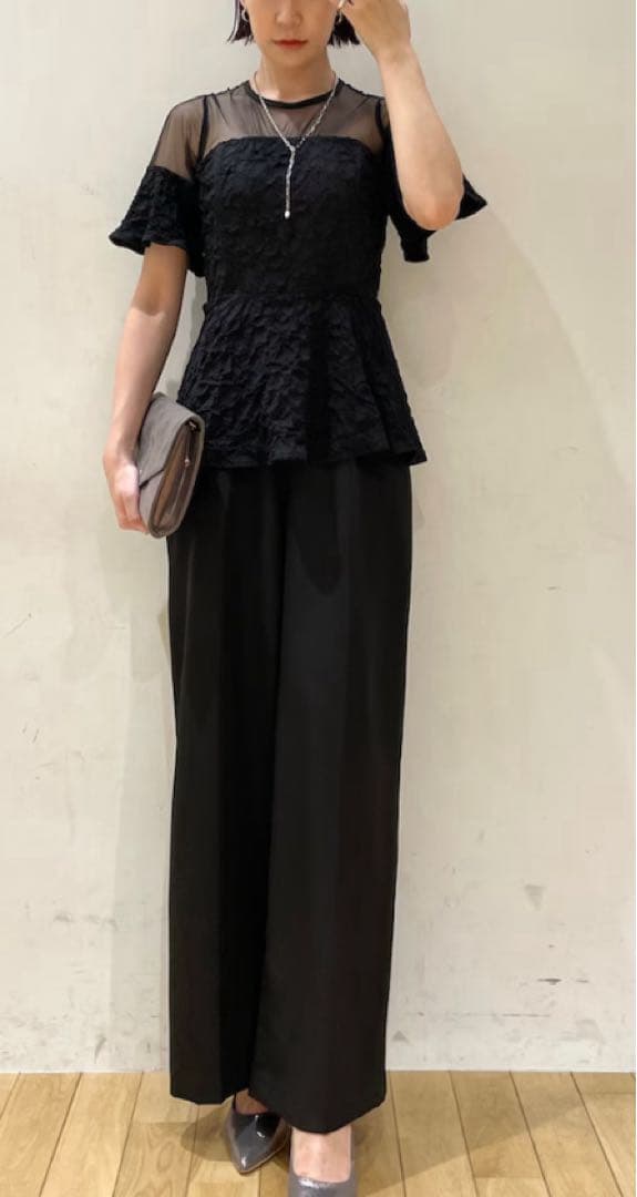 ラグナムーン　ペプラム オールインワン　黒 ドレス　結婚式 パーティドレス