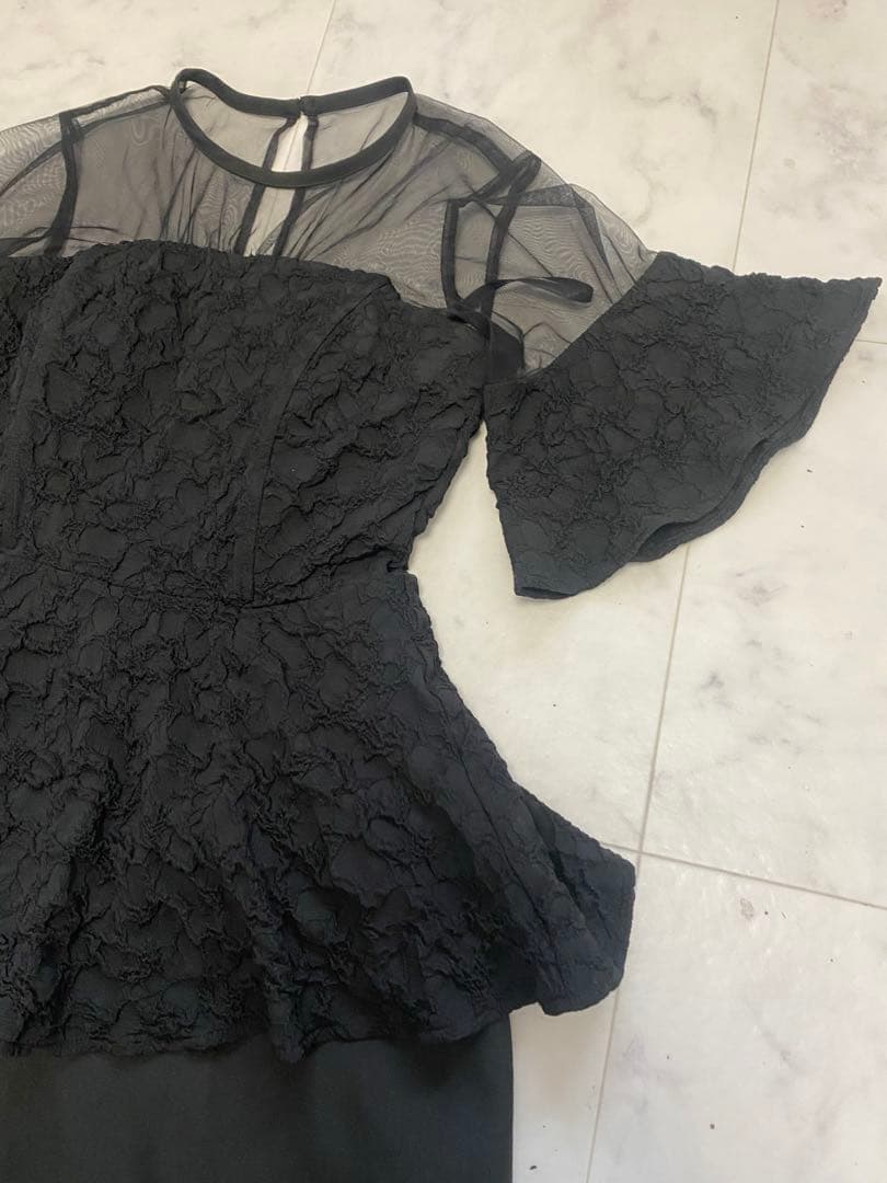 ラグナムーン　ペプラム オールインワン　黒 ドレス　結婚式 パーティドレス