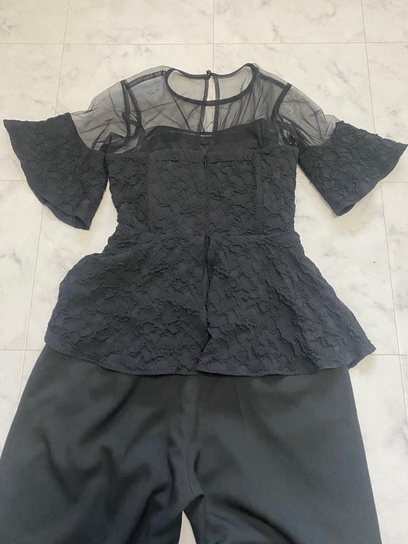 ラグナムーン　ペプラム オールインワン　黒 ドレス　結婚式 パーティドレス