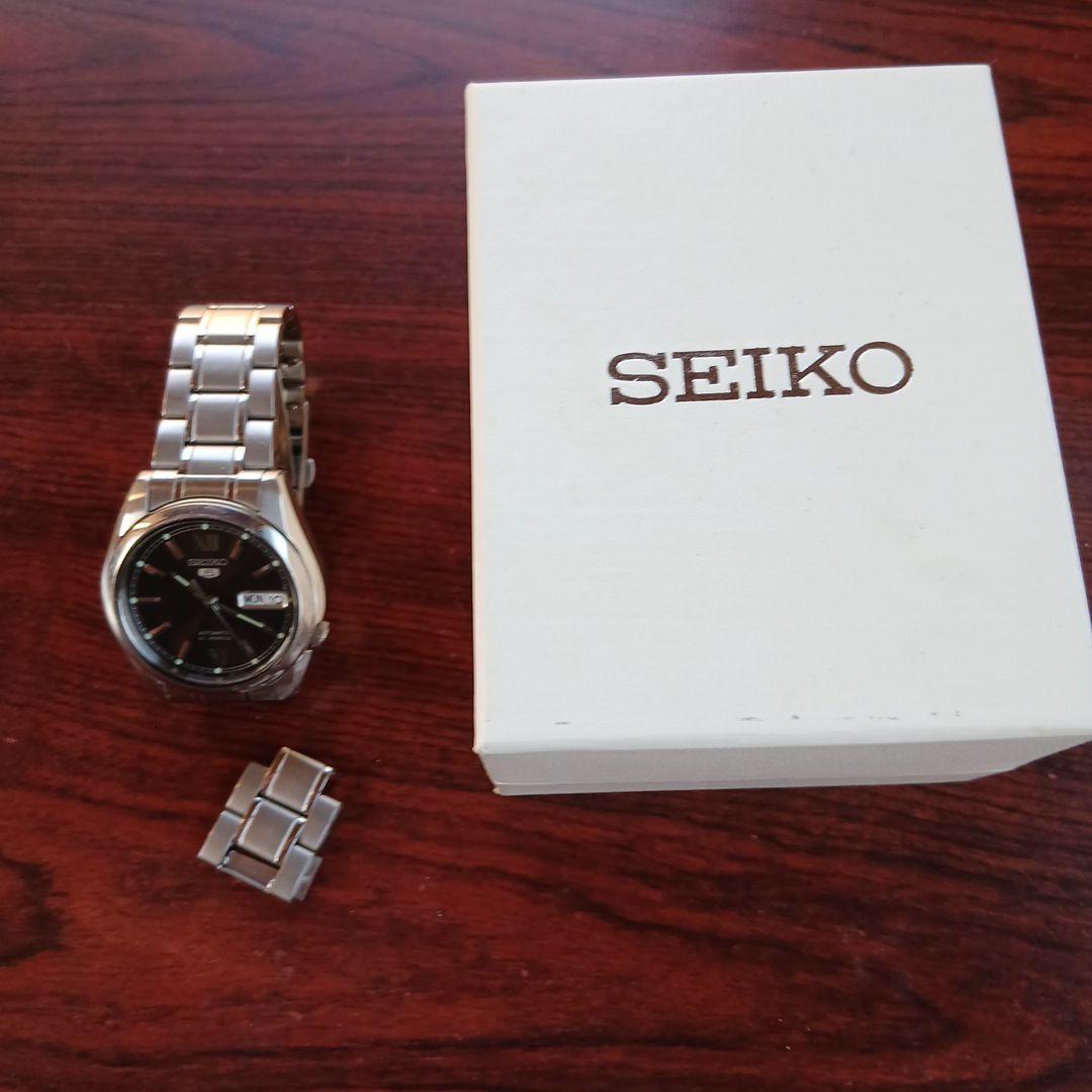 SEIKO ファイブ自動巻き腕時計 黒文字盤