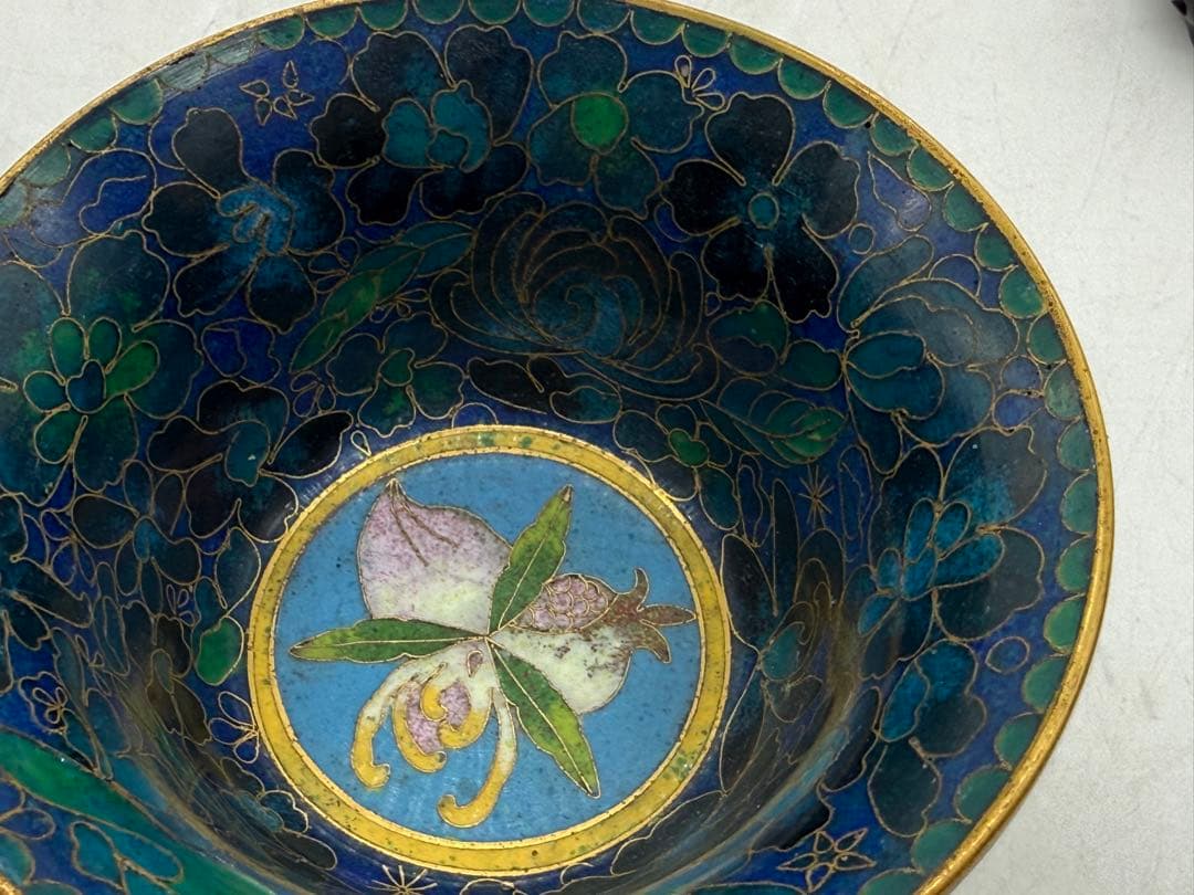 中国　七宝焼　三多紋　杯　台付　送料込み251224