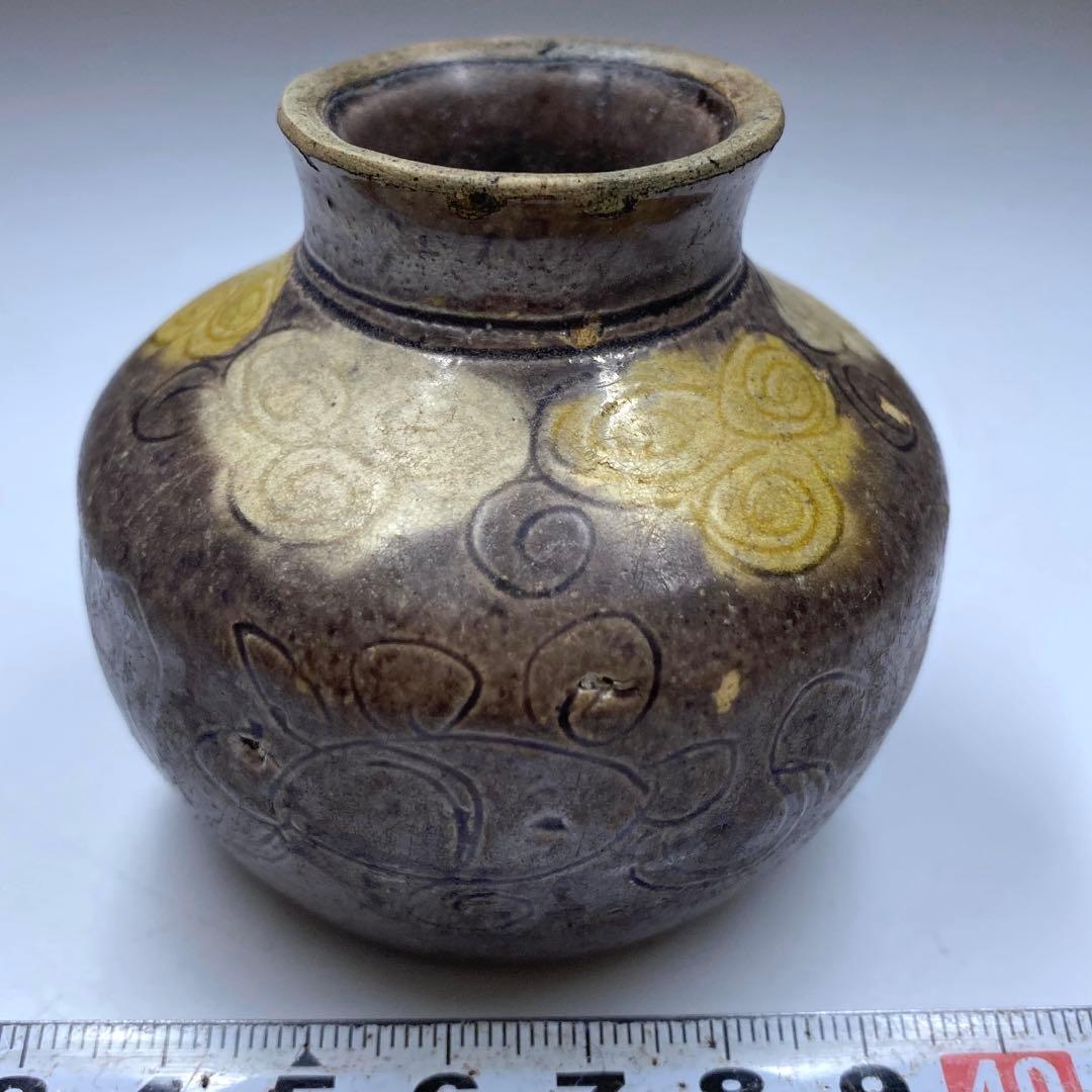 中国清時代　交趾　小壺　高さ6.2㎝　タトチ　東な７-0209☆2F