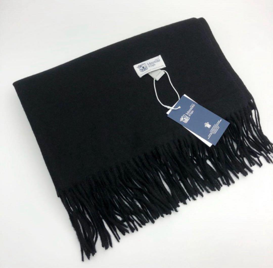 ジョンストンズ　大判　マフラー　スカーフ　ブラック