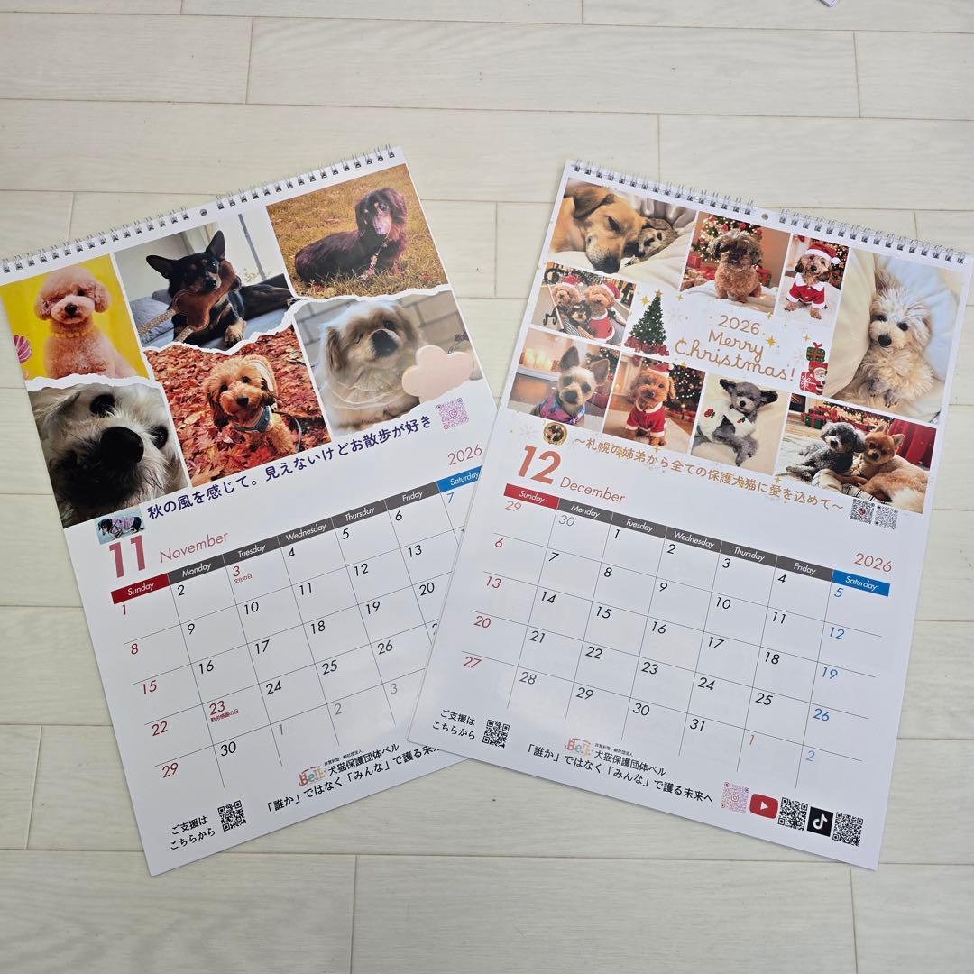 ①『犬』壁掛けチャリティーカレンダー10枚セット