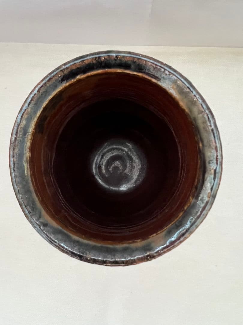 鉄釉双耳壺 (花瓶) 河井久 (師 河井寛次郎)