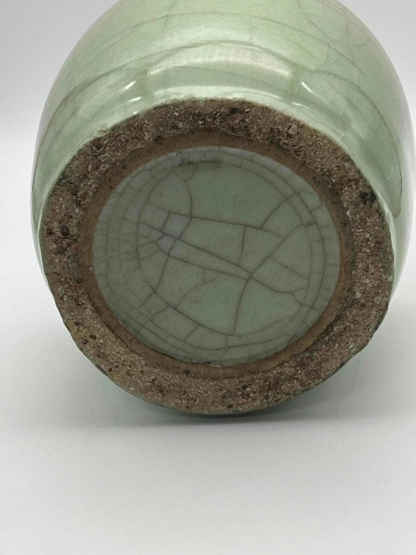 南宋～元時代　青磁貫入花瓶　汝官窯　龍泉窯　花入　茶道具(E-78)