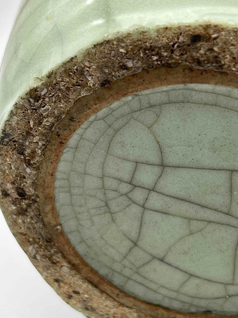 南宋～元時代　青磁貫入花瓶　汝官窯　龍泉窯　花入　茶道具(E-78)