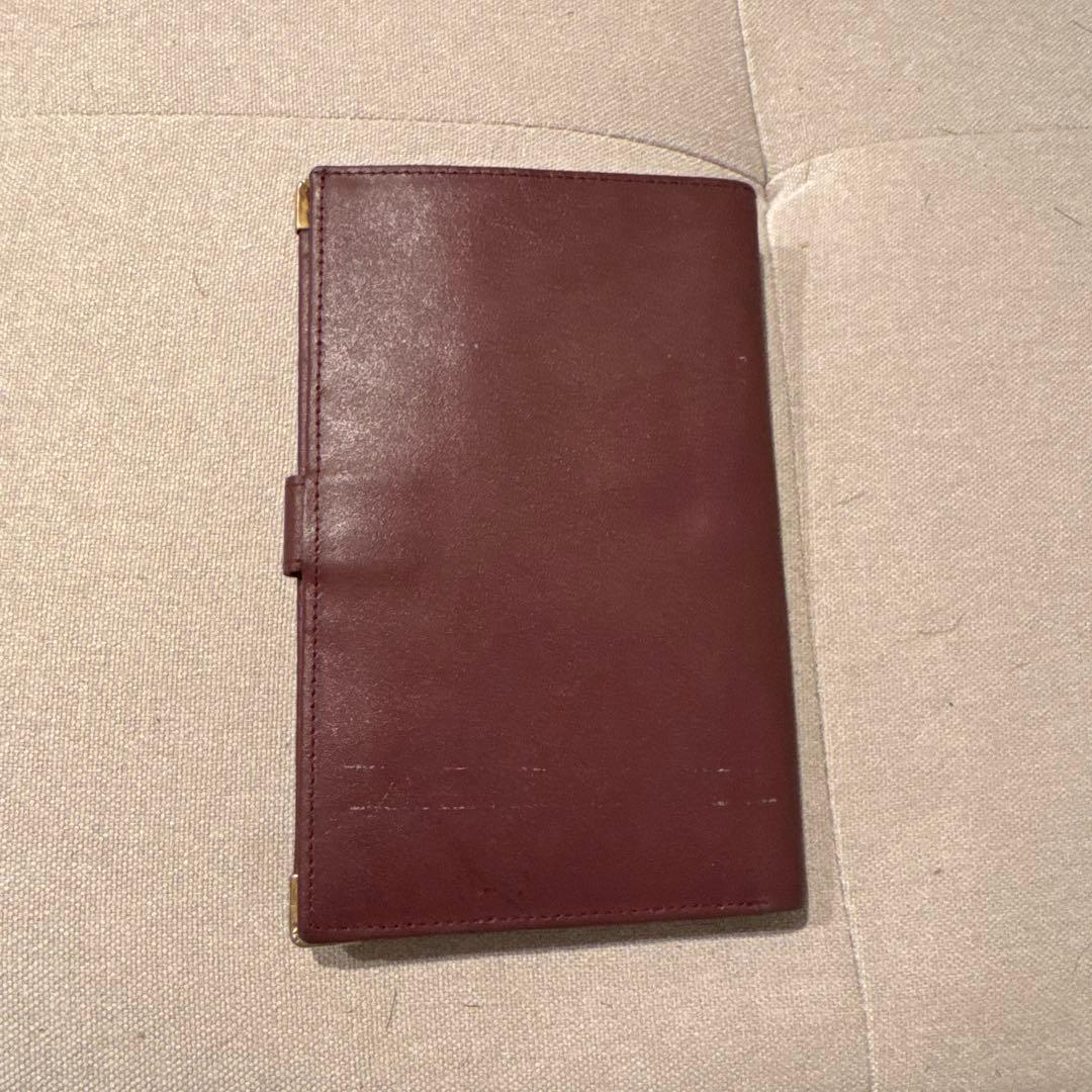 Cartier 本革 パスポートケース バーガンディ