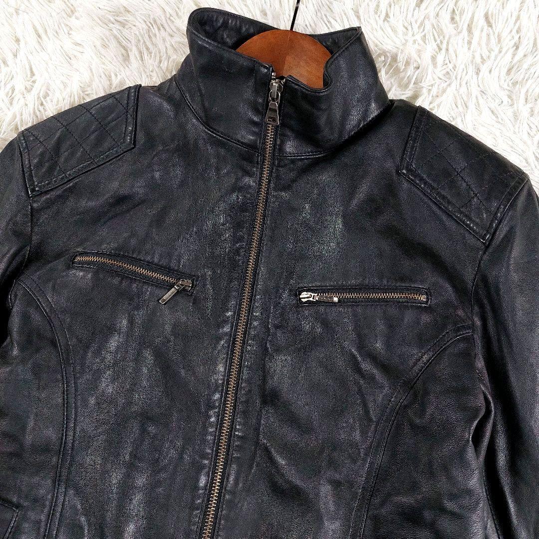 バーバリーブラックレーベル ラムレザーホースロゴ ノバチェックシングルライダース