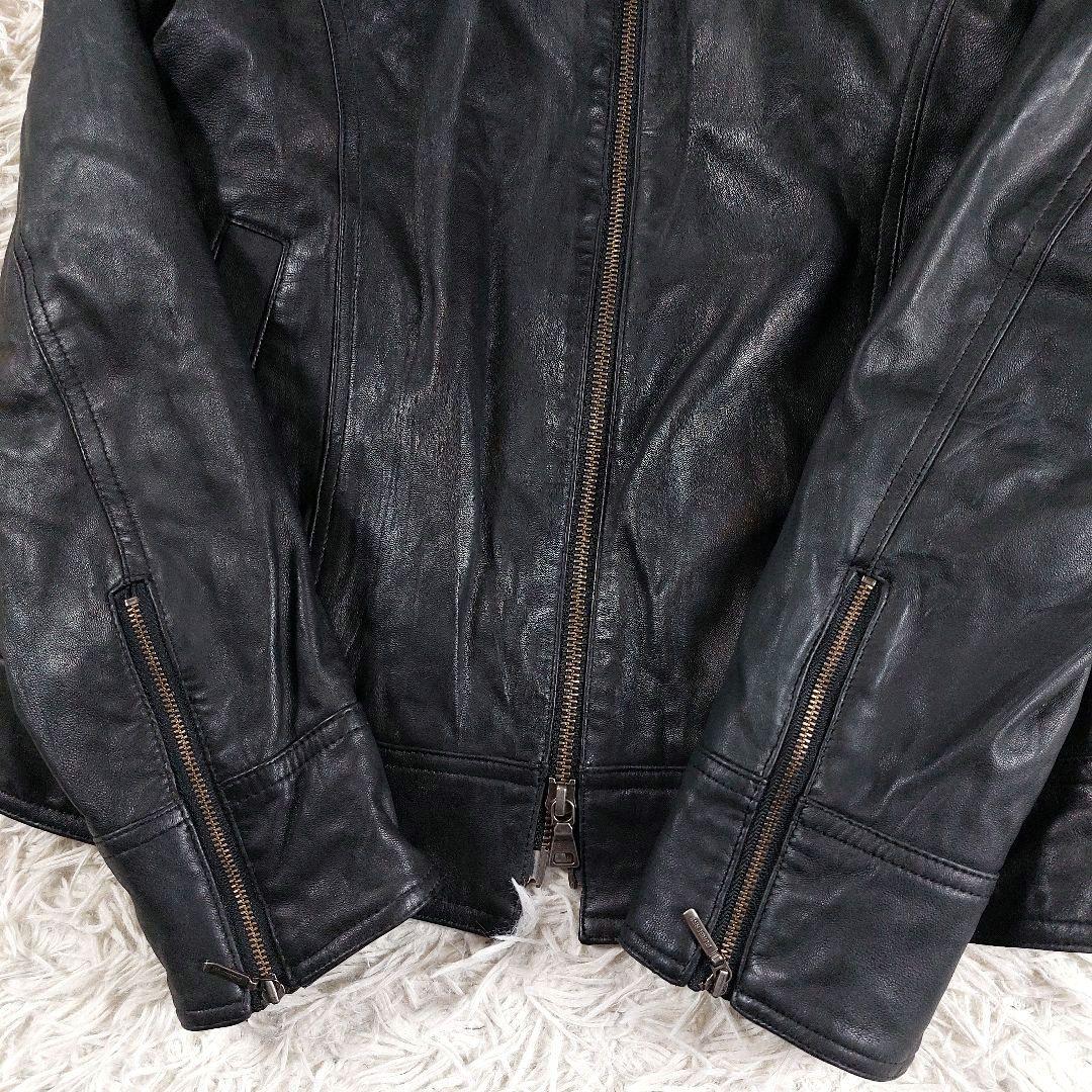 バーバリーブラックレーベル ラムレザーホースロゴ ノバチェックシングルライダース