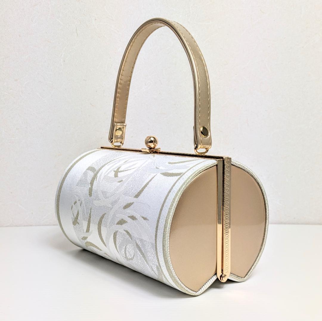 和装 草履バッグセット 帯地 白×金 3枚芯 フリーサイズ k19-14