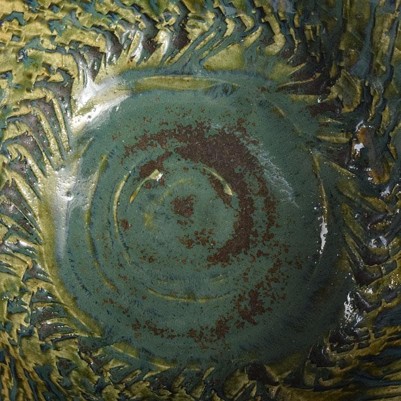 織部焼　加藤重高作　たたき出し　鉢　仕覆付　共布共箱　C　7000