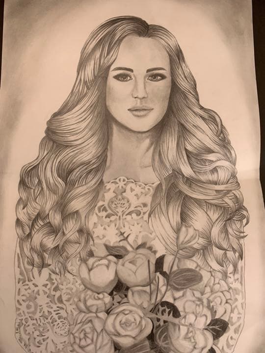 絵画　洋風　花　肖像画　モノクロ