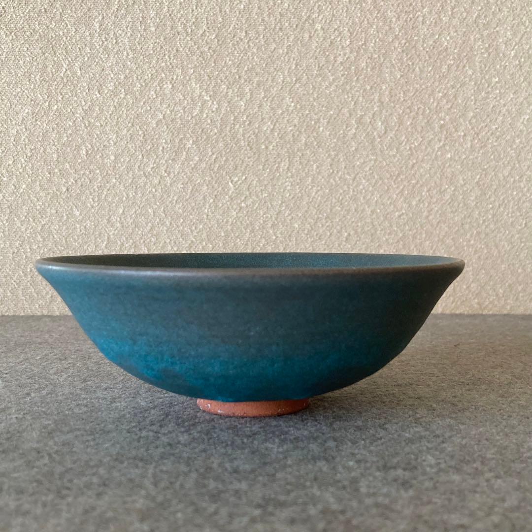 抹茶茶盌　抹茶茶碗　茶道　陶芸　陶器　青銅釉　トルコ青　手作り　オリエント