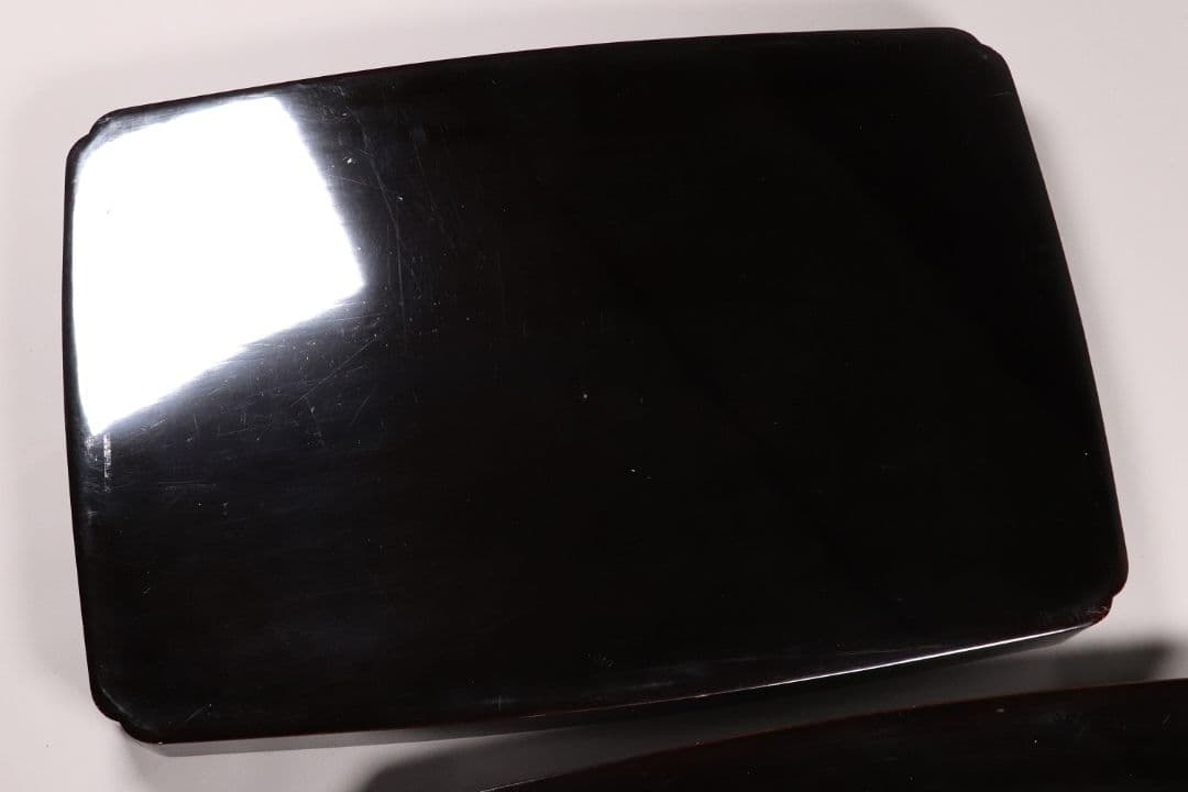 瓢箪雀蒔絵 広盆 大小一組 黒塗 金銀 螺鈿 木製漆器 広蓋 長方盆 花鳥MA9