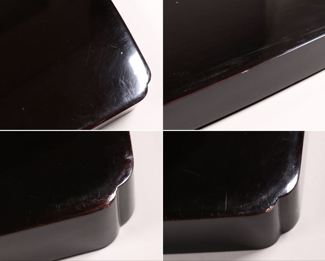 瓢箪雀蒔絵 広盆 大小一組 黒塗 金銀 螺鈿 木製漆器 広蓋 長方盆 花鳥MA9