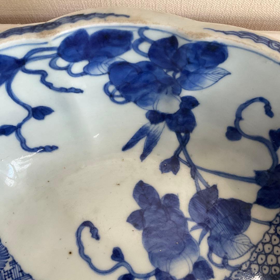 古伊万里　染付花鳥文深鉢　江戸時代中期から後期頃　優品