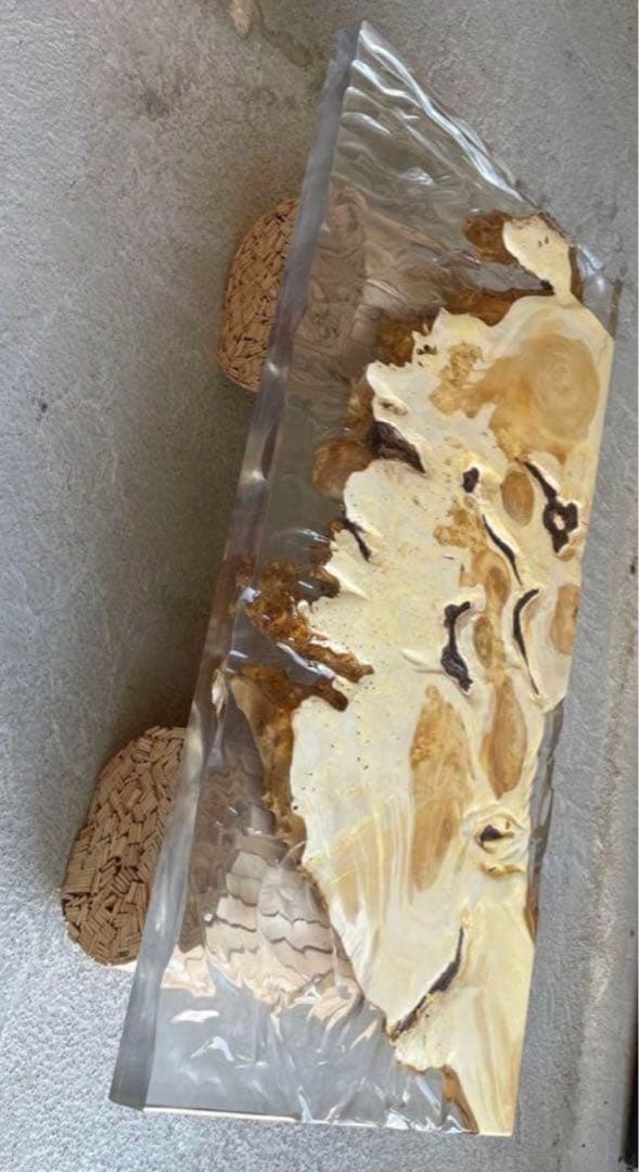 【♡YURIA♡】レジンテーブル 一点物 銀杏 クリスタル ハンドメイド