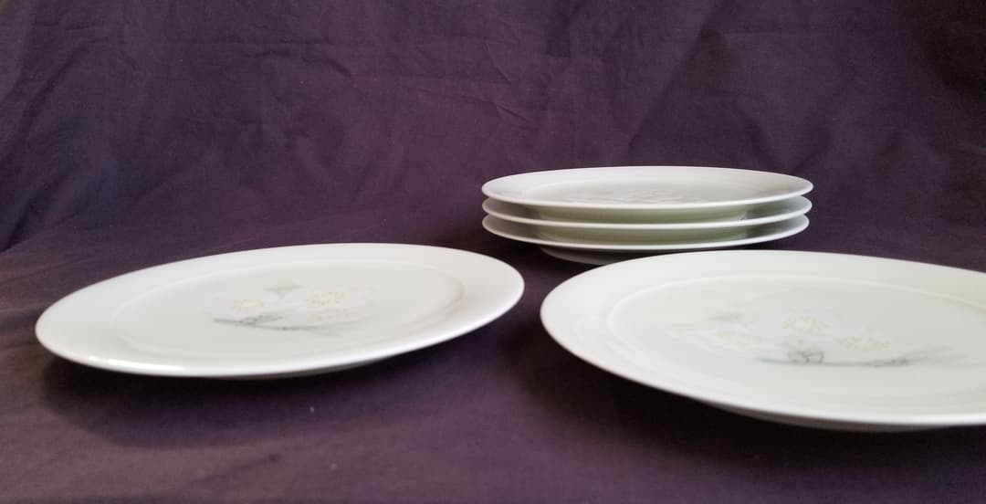 彩磁桜花文平皿 五枚組 (未使用 新品同様)