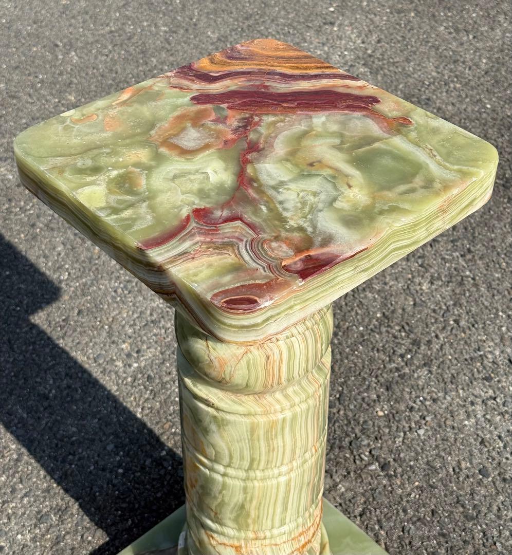 高さ68cm♪ 天然石 大理石 グリーンオニキス 飾り台 彫刻 花台 オブジェ