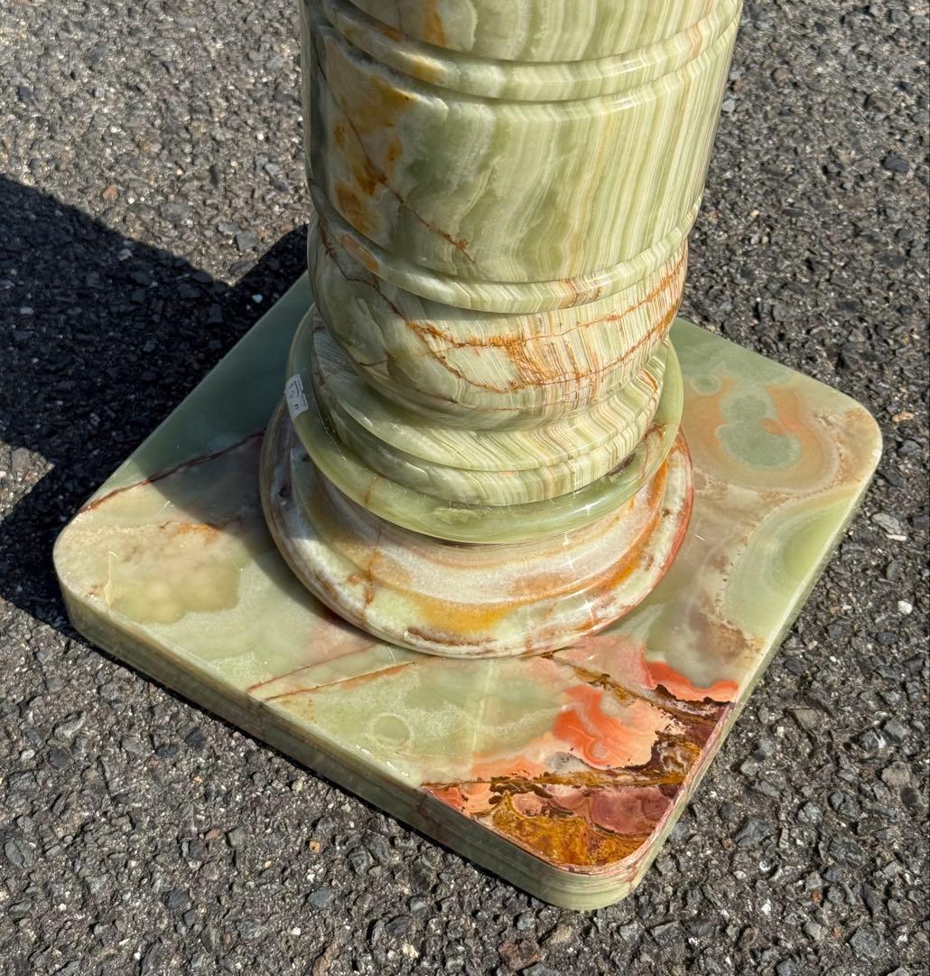 高さ68cm♪ 天然石 大理石 グリーンオニキス 飾り台 彫刻 花台 オブジェ