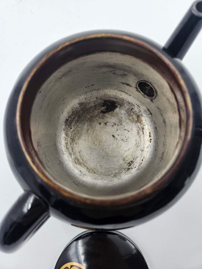 時代黒漆 徳川家葵御紋　蒔絵 水注 大名道具 湯斗 湯桶 古美術品