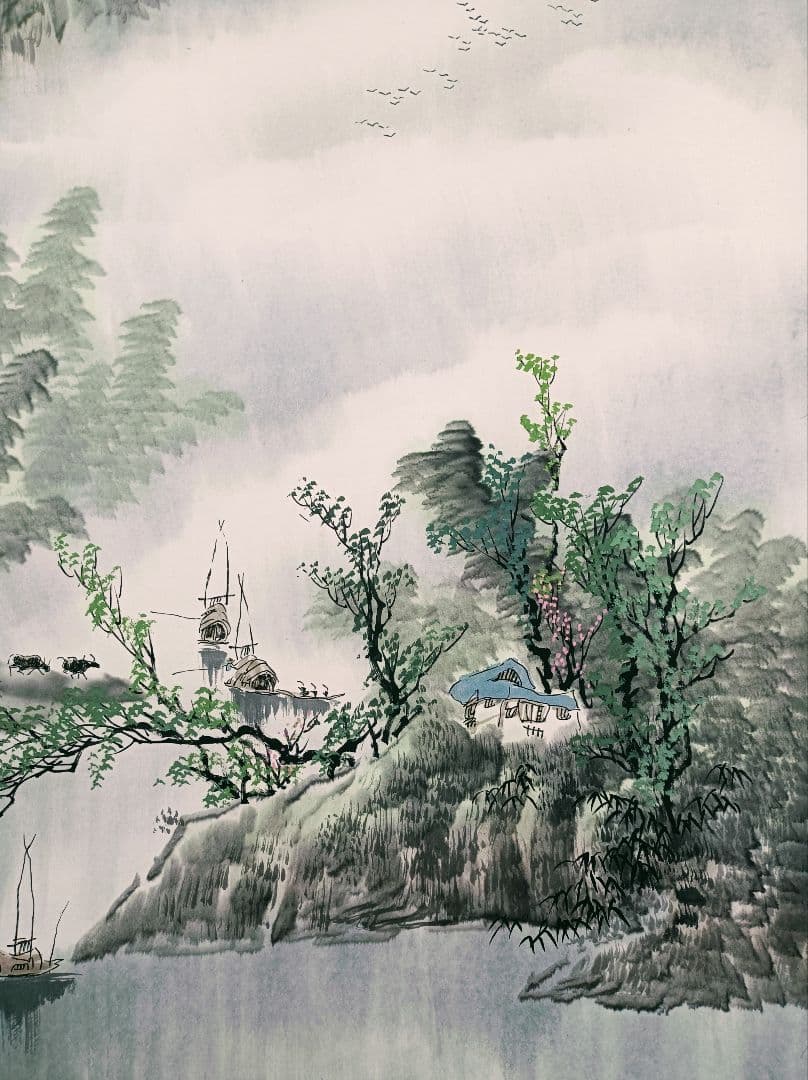 極美品 レア 中国 軸 開運 金運 絵 龍脈 山水 花鳥 美術 骨董 インテリア