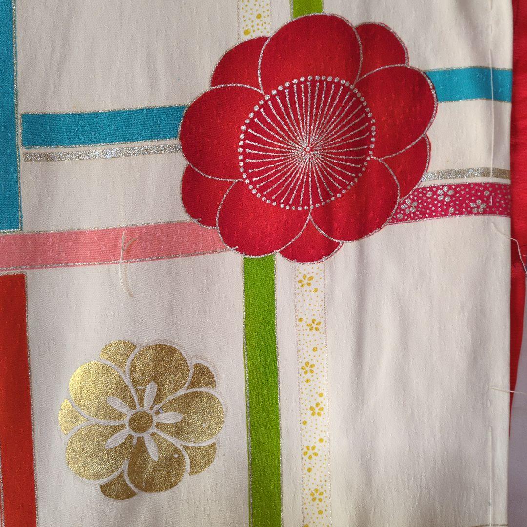 七五三７歳正絹着物とハンドメイドのだらり帯と帯締め帯揚げとしごきのセット