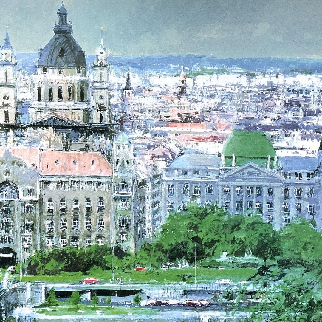 真作保証 小田切 訓『ドナウの橋』大判 リトグラフ 直筆サイン入り E.A.