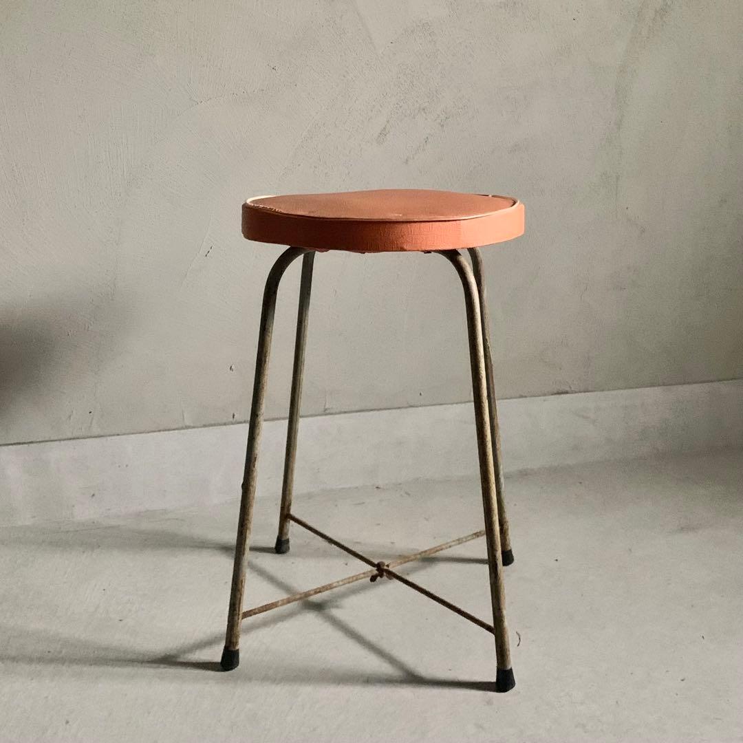 鉄脚 丸椅子 古道具 アンティーク