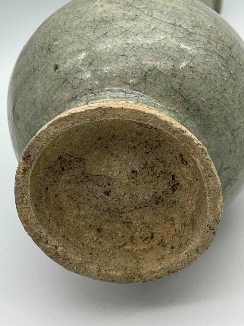 北宋時代　青白磁貫耳瓶　景徳鎮　影青　花入　花瓶　茶道具(E-96)