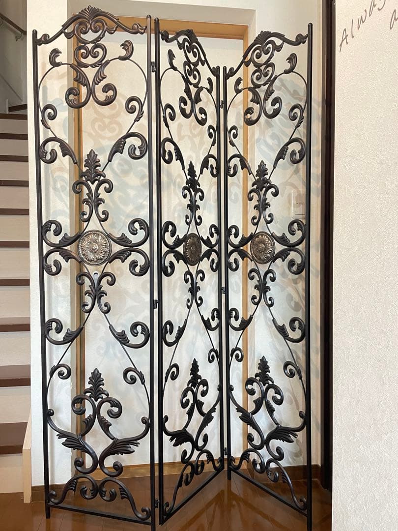 未使用品　アンティーク　アイアン3連パーテーション