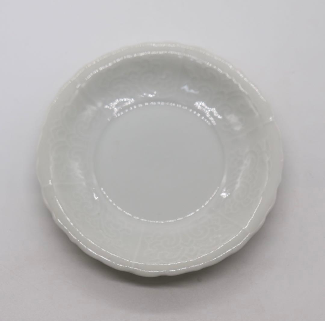 中国　清時代　徳化白磁陽刻紋花口小皿2点　送料込み0125