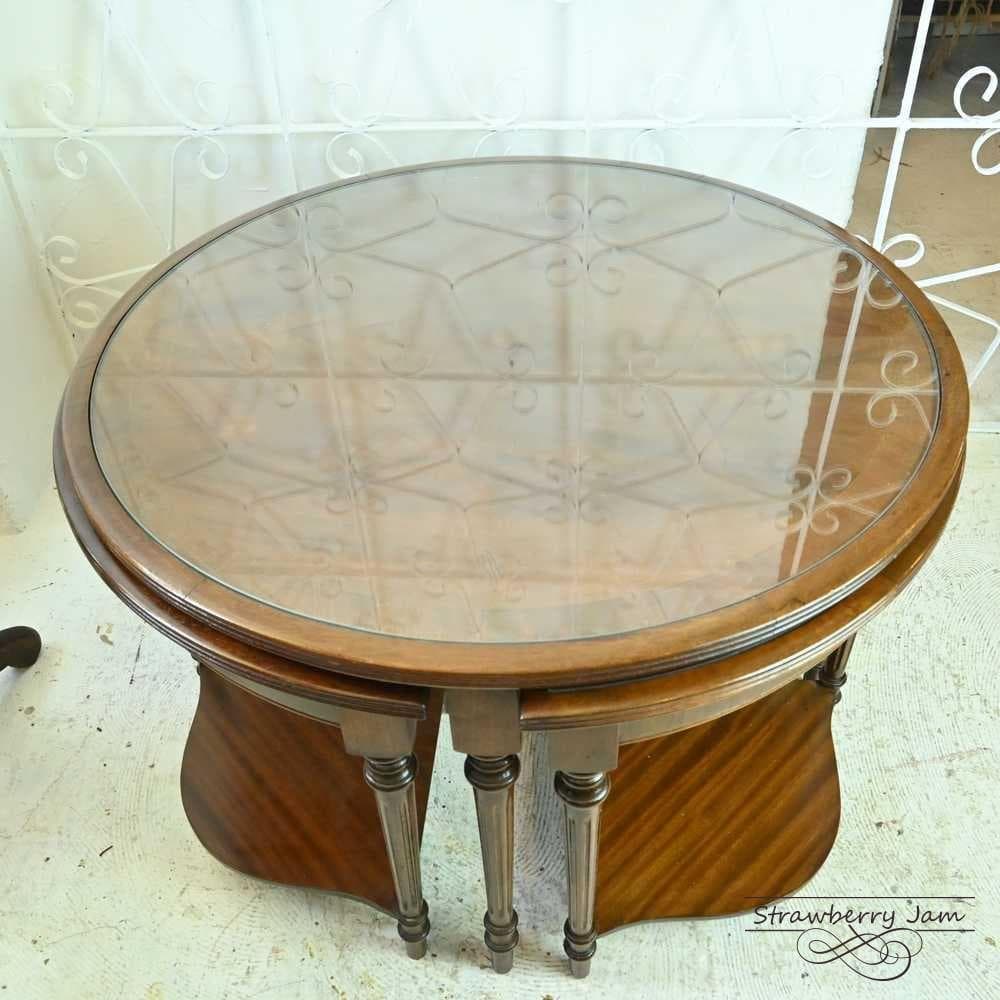 【早い者勝ち】L3705-264 英国アンティーク 丸テーブル ネストテーブル