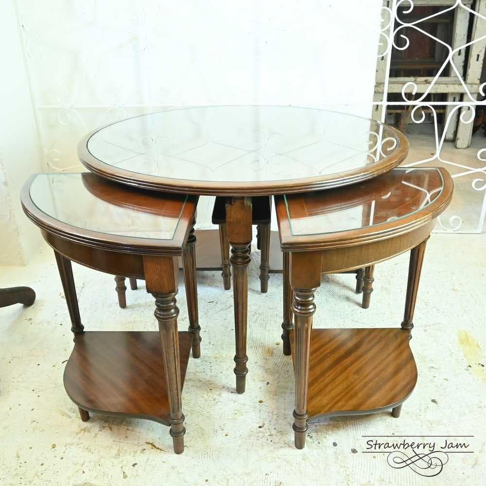 【早い者勝ち】L3705-264 英国アンティーク 丸テーブル ネストテーブル