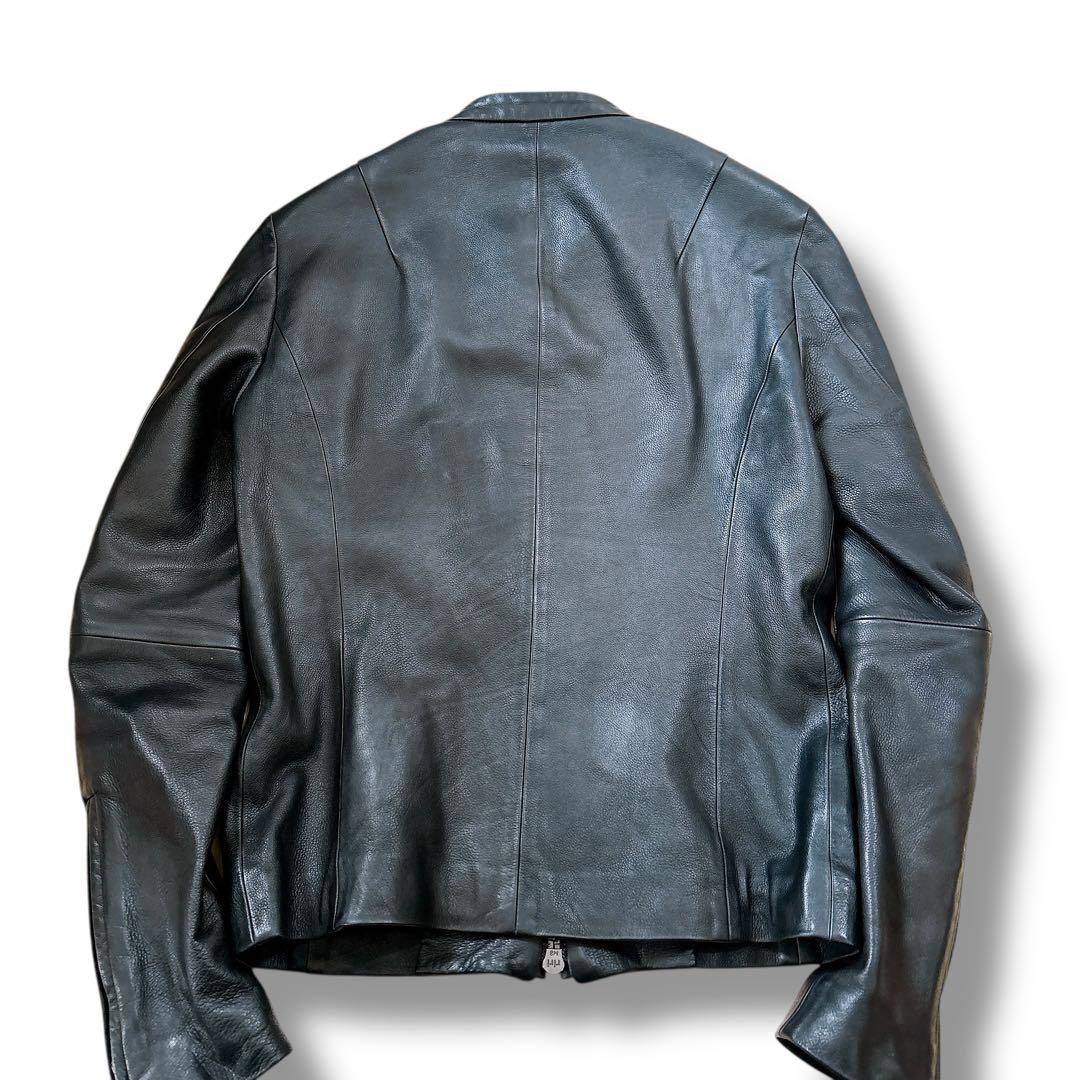 美品 SHELLAC シングル ライダース レザージャケット 黒 ブラック 46