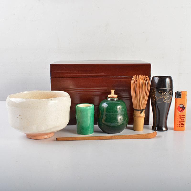 茶道具　利休茶箱　色絵猪文茶碗　振出など　六点　一式　M　R7071