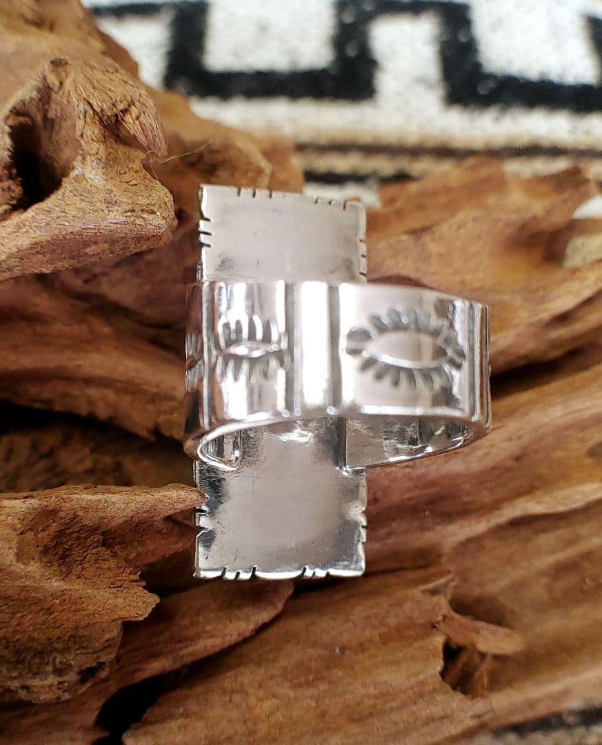 天然ターコイズ　シルバー　silver925 ハンドメイド　リング　19.5号