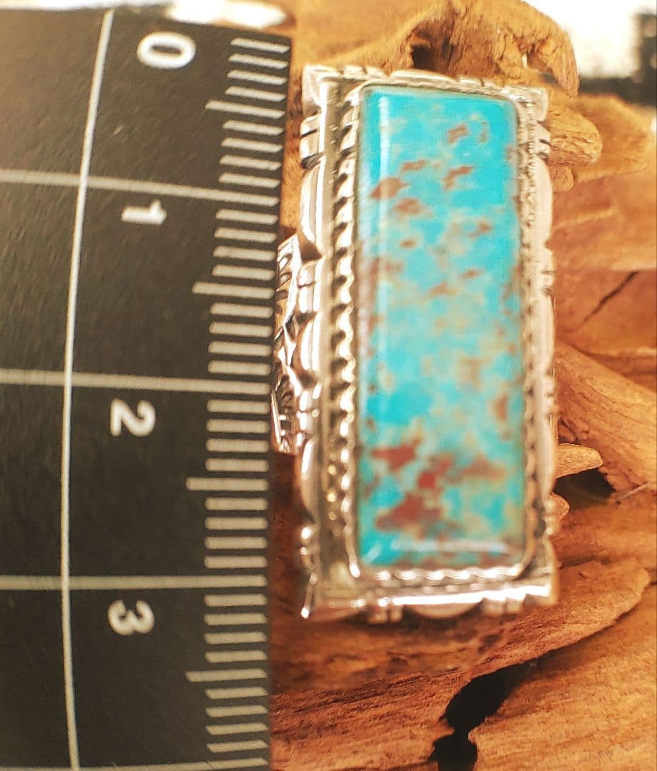 天然ターコイズ　シルバー　silver925 ハンドメイド　リング　19.5号