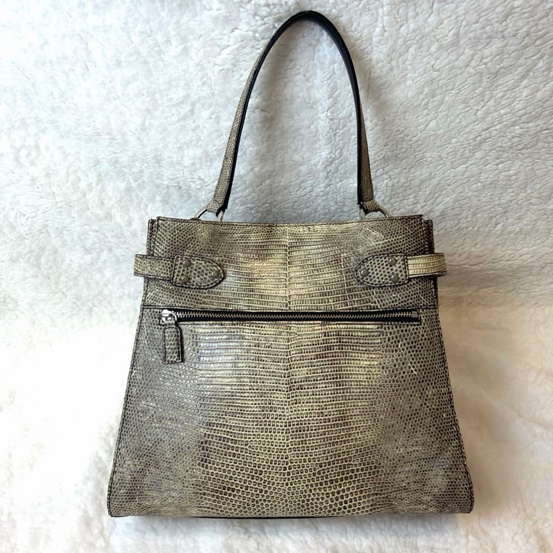 【極美品・JRA認定】リザードレザー ハンドバッグ トカゲ革 日本製 191