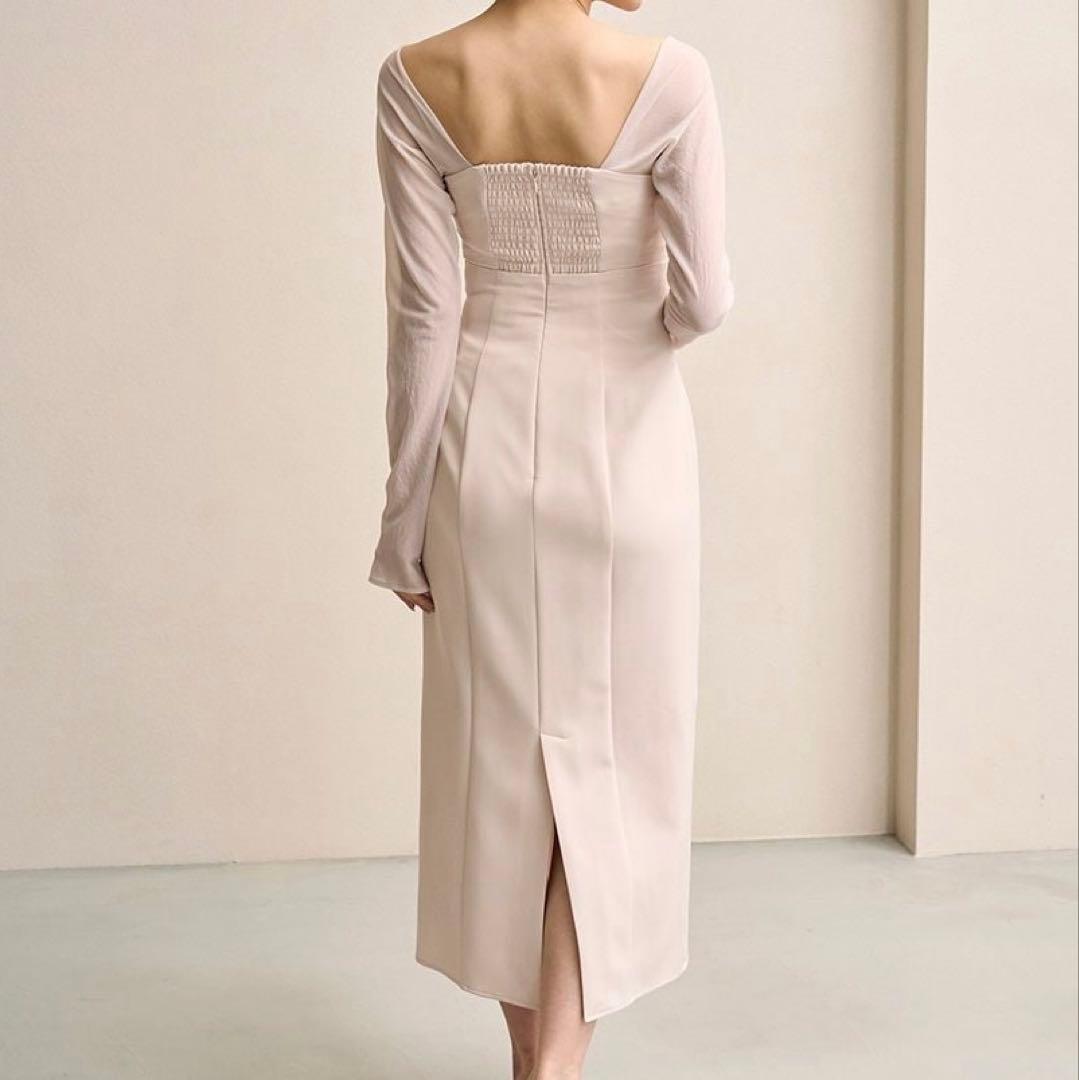 snidel スナイデル オフショルリボンドレス PBEG ピンクベージュ