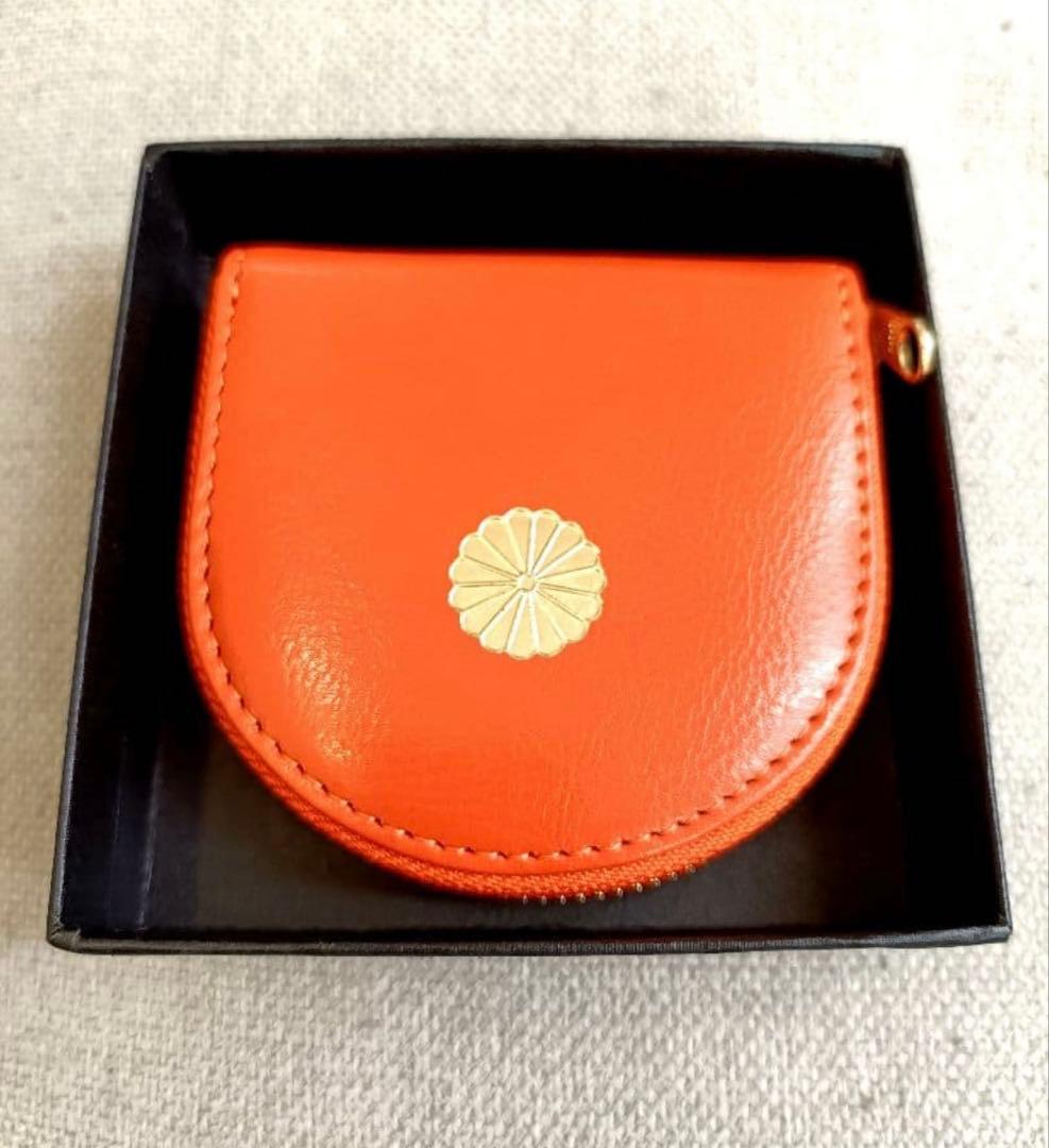 【皇居限定】オレンジ 馬蹄型小銭入 ケース　橙色　朱色　財布