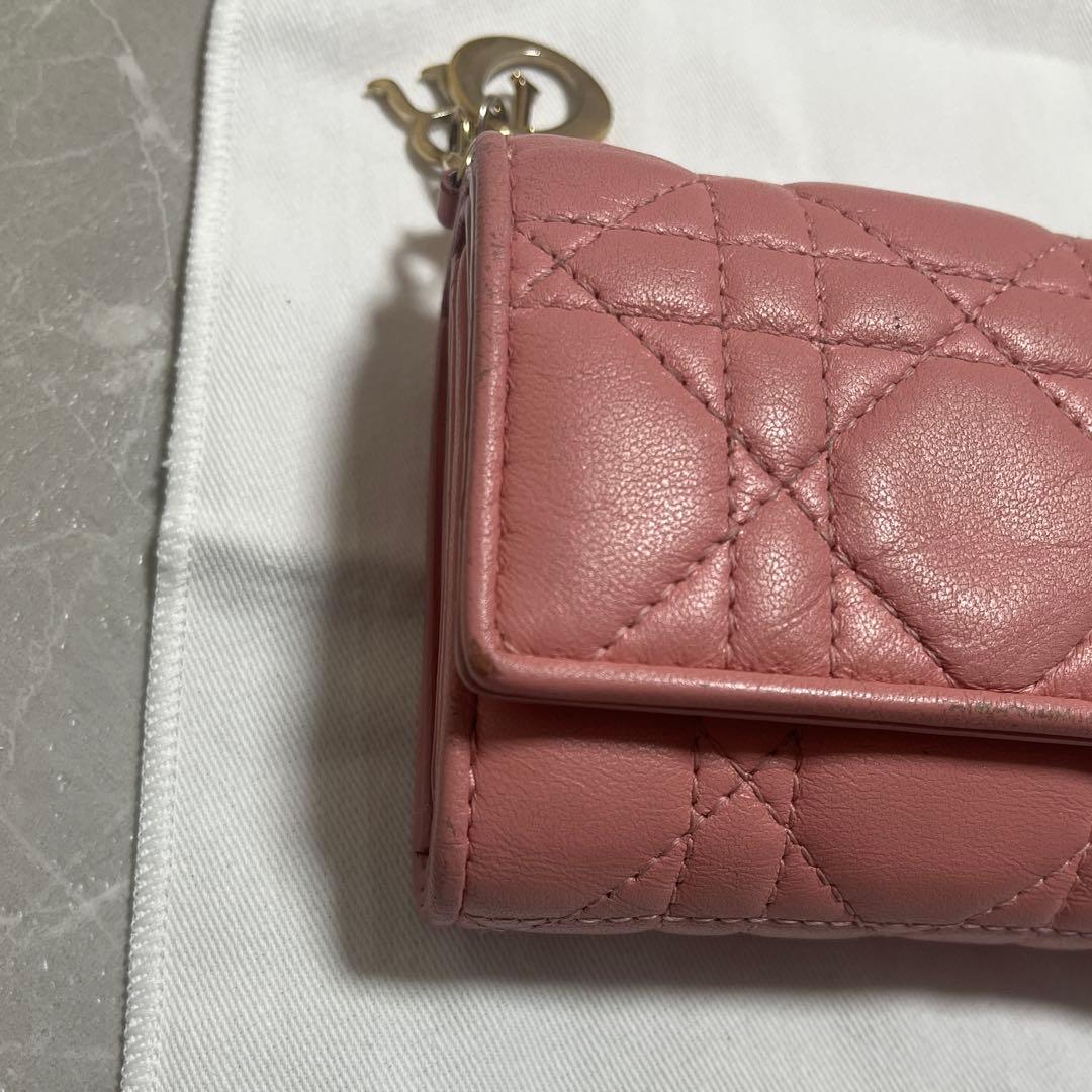 【1/3限定値下げ】即購入◎Dior ピンク キルティング 三つ折り財布