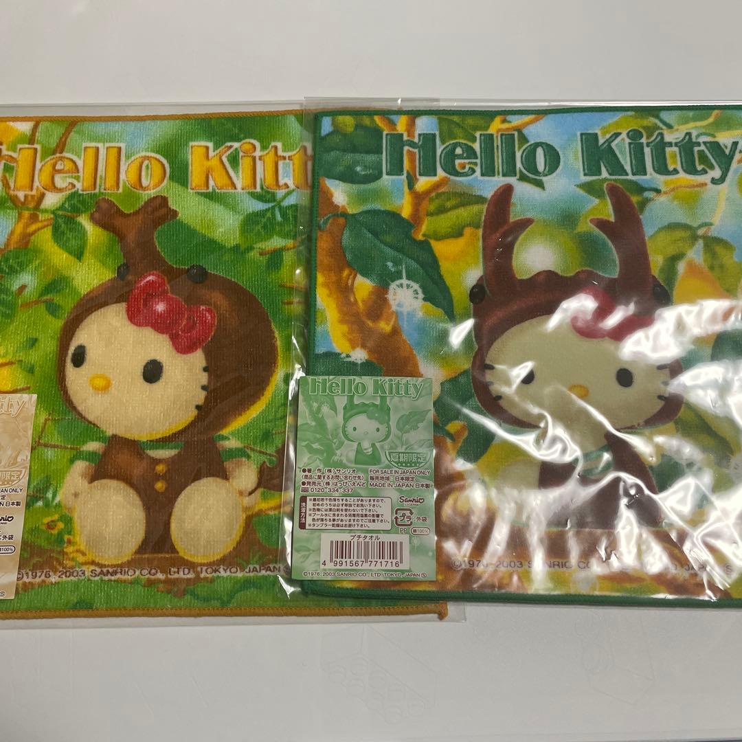 ハローキティ ご当地キティ ハンカチ プチタオル 夏期限定 カブトムシ クワガタ